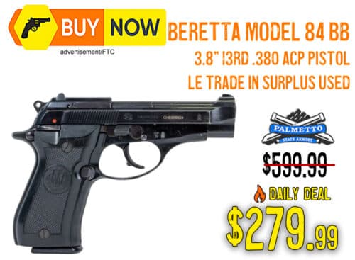 Beretta Model 84 BB .380ACP Pistol, Police Trade in — $279.99