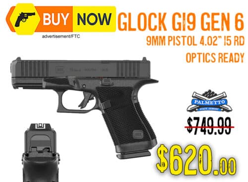 Glock G19 Gen 6 Optics Ready 9mm Pistol — $620.00