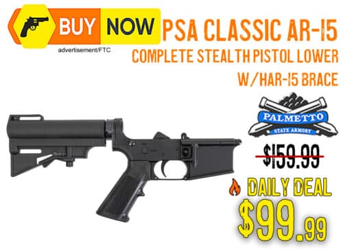 PSA Classic AR-15 Complete Stealth Pistol Lower w/ HAR-15 Brace – $99.99